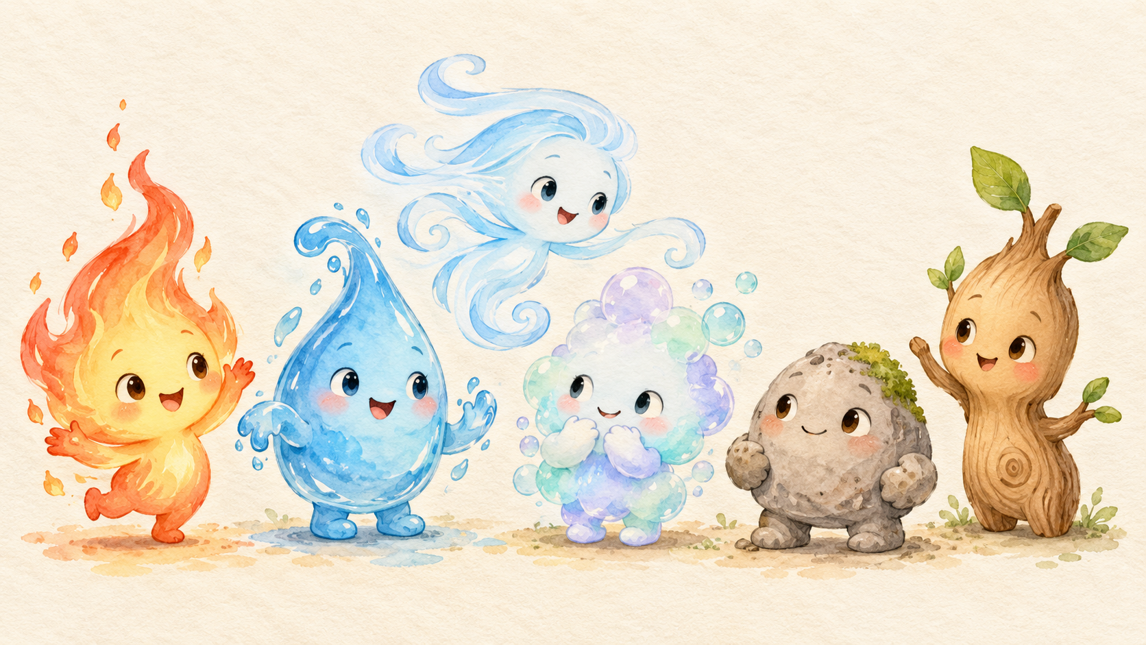 All six original Element Hollow friends together
